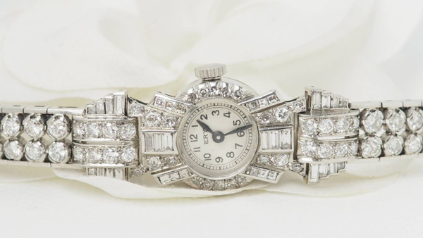 White gold platinum and diamond watch