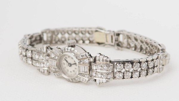 White gold platinum and diamond watch