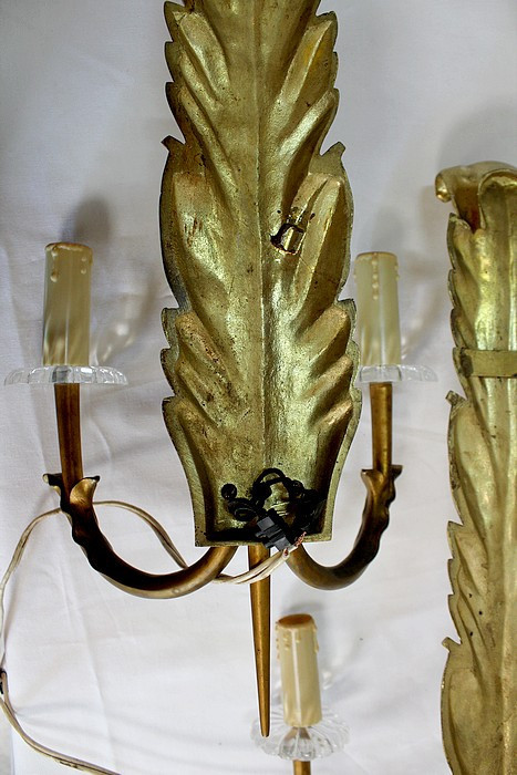 Coppia di applique in bronzo dorato - 1950