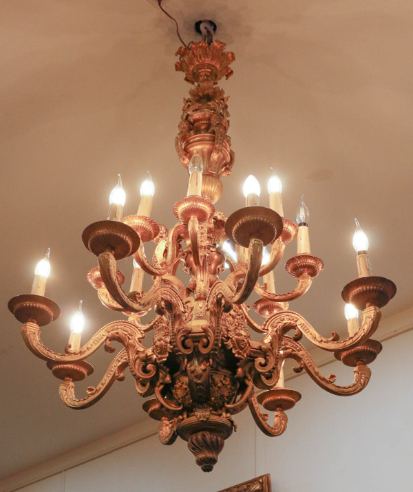 Gilded bronze chandelier after André Charles Boulle late 19th century