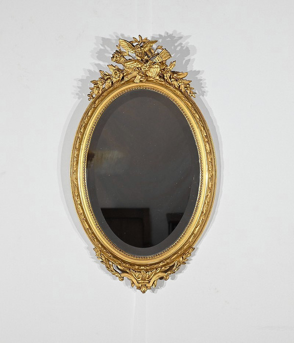 Oval Gilded Wood Mirror, Louis XVI style - 2nd half 19th century