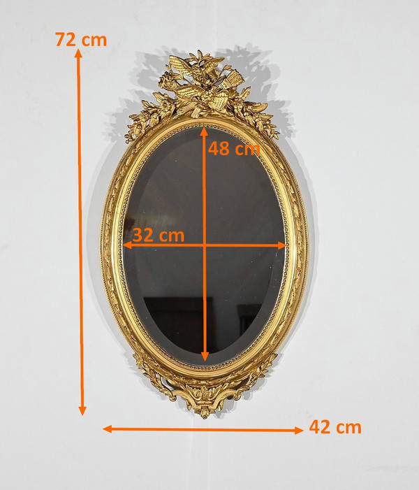 Oval Gilded Wood Mirror, Louis XVI style - 2nd half 19th century