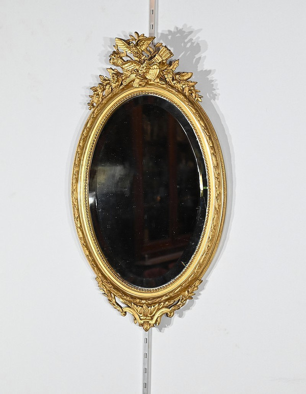 Oval Gilded Wood Mirror, Louis XVI style - 2nd half 19th century