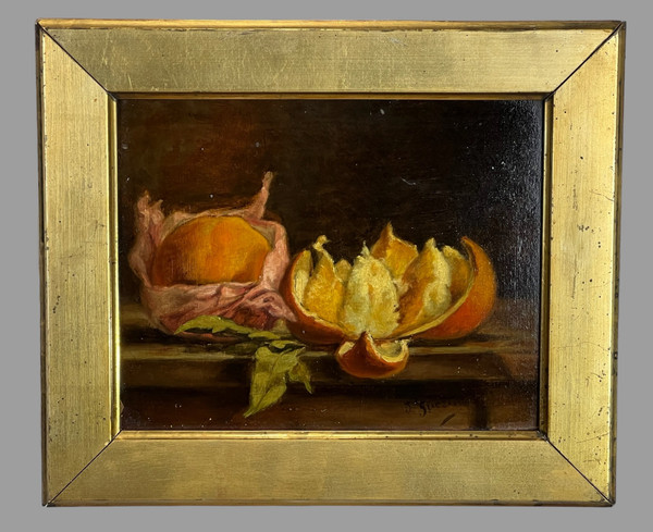 PAIR OF PAINTINGS /HUILES SUR CARTON /SIGNED J.GUERIN "NATURE MORTE AUX FRUITS