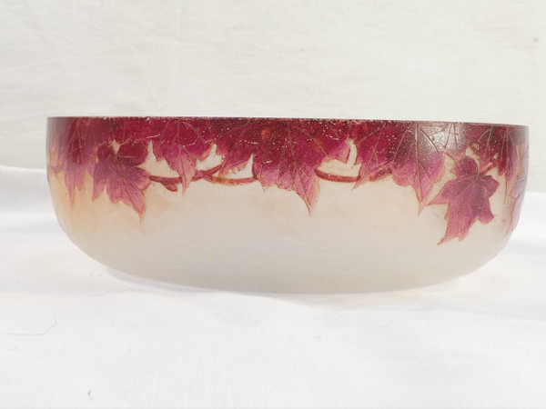 LEGRAS ruby cup in acid-etched frosted glass ART NOUVEAU