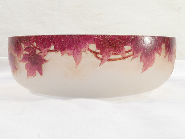 LEGRAS ruby cup in acid-etched frosted glass ART NOUVEAU