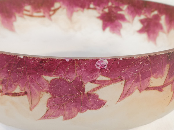 LEGRAS ruby cup in acid-etched frosted glass ART NOUVEAU