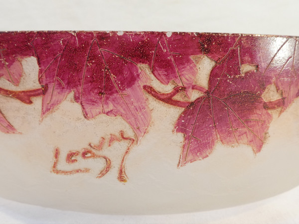 LEGRAS ruby cup in acid-etched frosted glass ART NOUVEAU