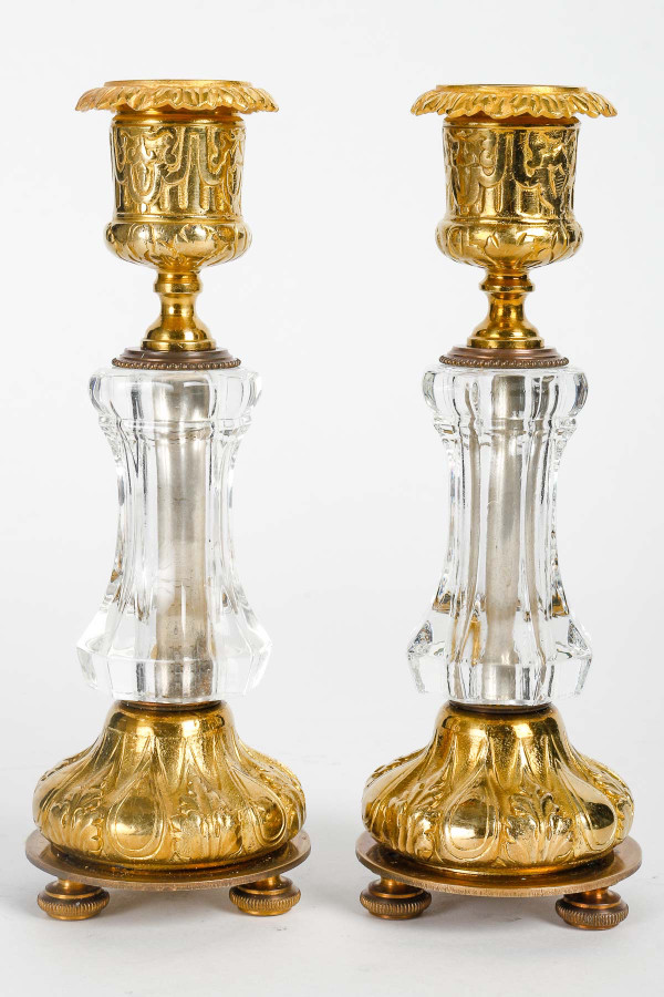 A Baccarat ormolu and crystal mantel set, late 19th century