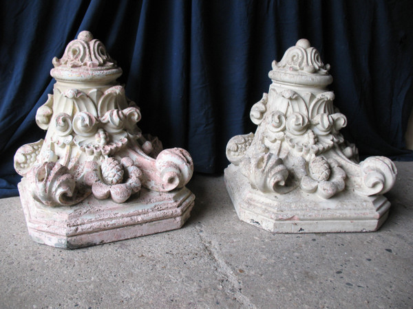 Pair of 19th century terracotta wall brackets in the Louis XV style