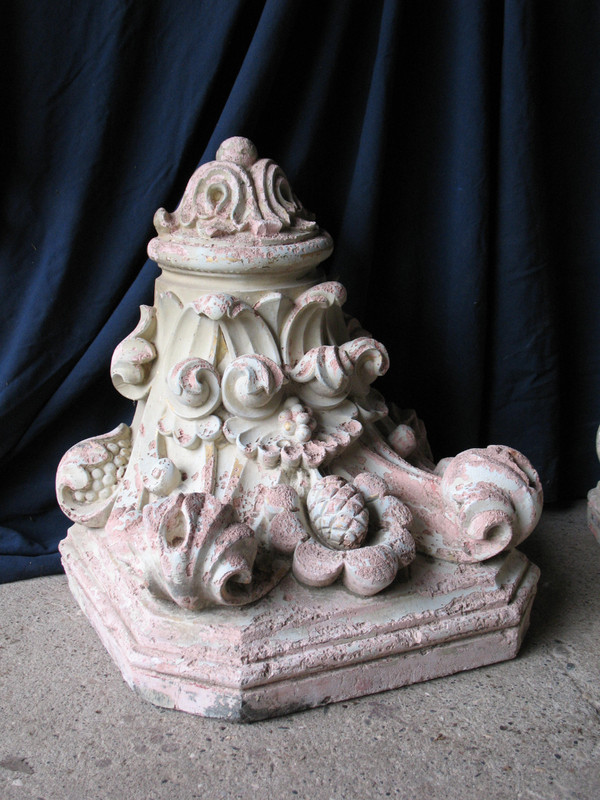 Pair of 19th century terracotta wall brackets in the Louis XV style