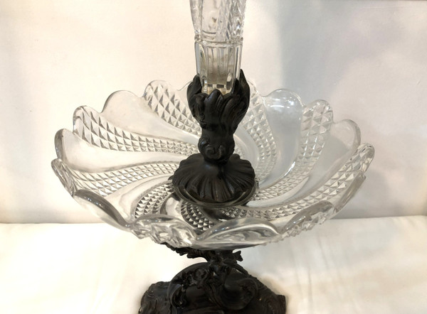 Baccarat crystal centerpiece / fruit and flower bowl mounted on 19th century bronze patina regula