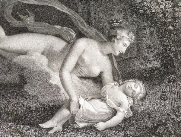 Neoklassische mythologische Radierung Venus Und Ascagne nach Charles-Pompée Le Boulanger de Boisfrémo