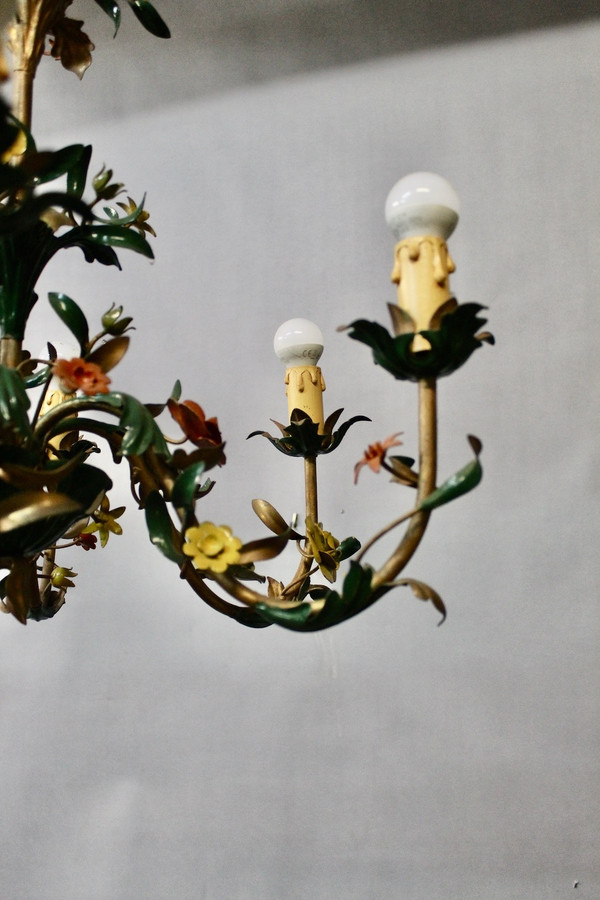 6-Arm Painted Sheet Metal Flower Chandelier