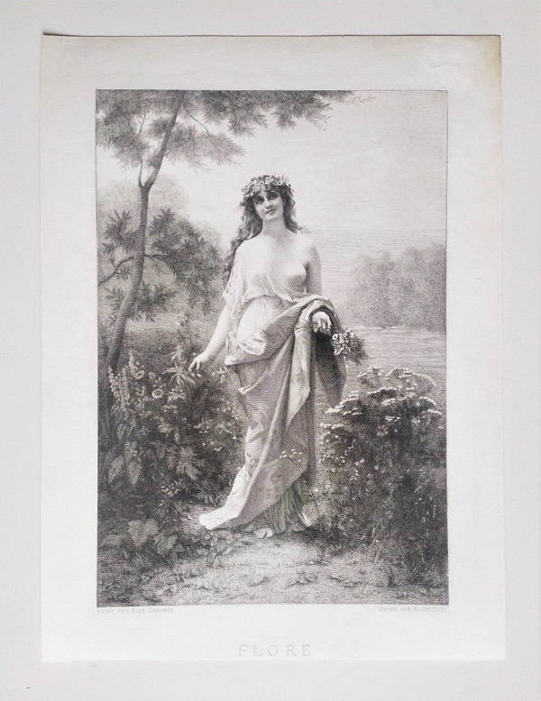 Flore Gravure Mythologique 19ème Nymphe  d'après Alexandre Cabanel