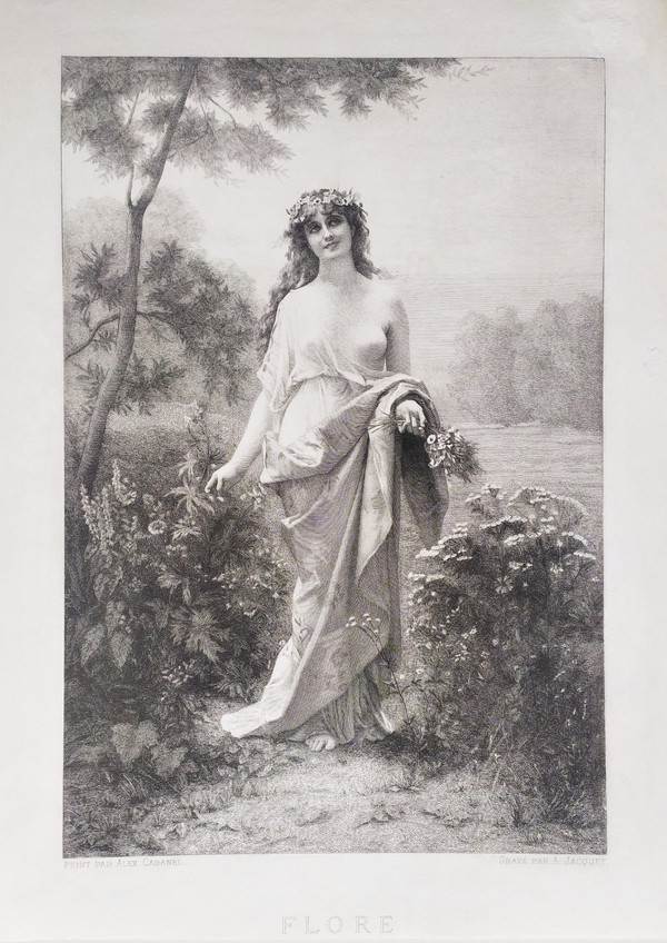 Flore Gravure Mythologique 19ème Nymphe  d'après Alexandre Cabanel