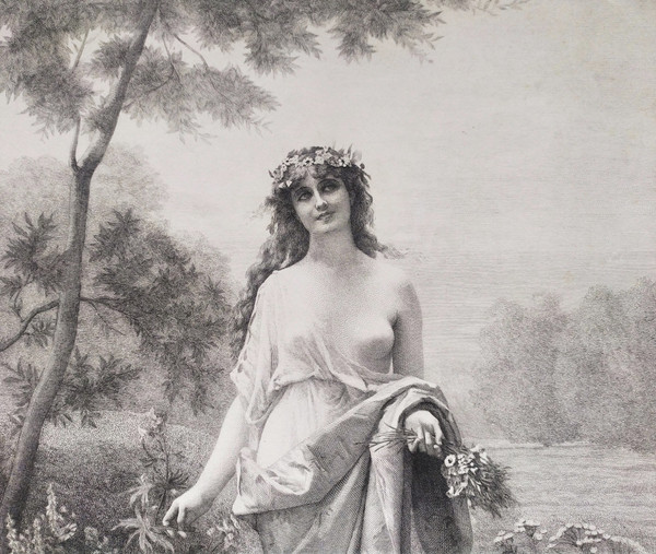 Flore Gravure Mythologique 19ème Nymphe  d'après Alexandre Cabanel