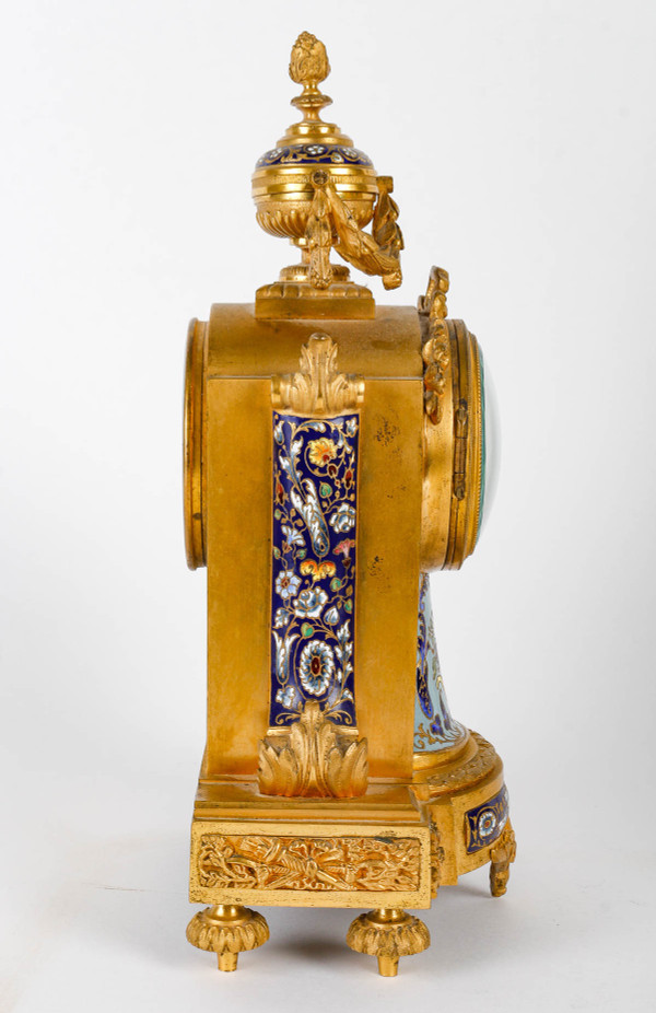 A late 19th century gilt bronze and cloisonné enamel trim