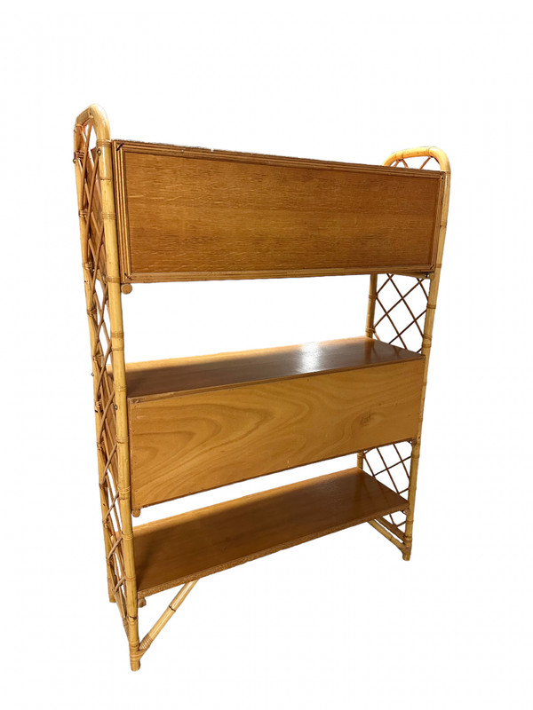 vintage rattan bookcase