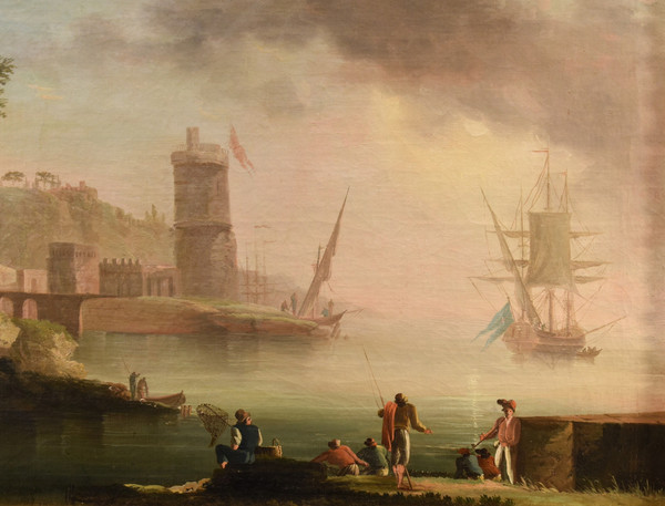 Coastal View At Sunset, Charles François Grenier De Lacroix De Marseille (1700 - 1782)