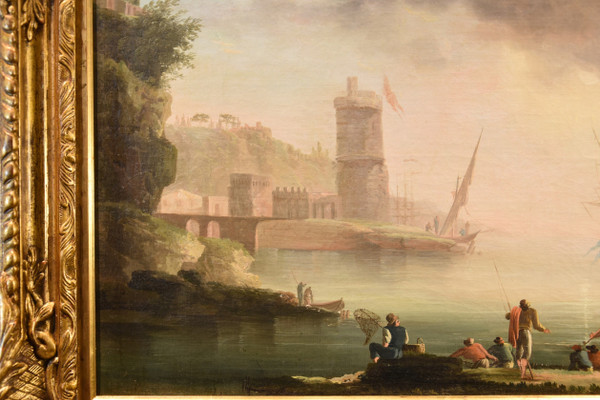 Coastal View At Sunset, Charles François Grenier De Lacroix De Marseille (1700 - 1782)