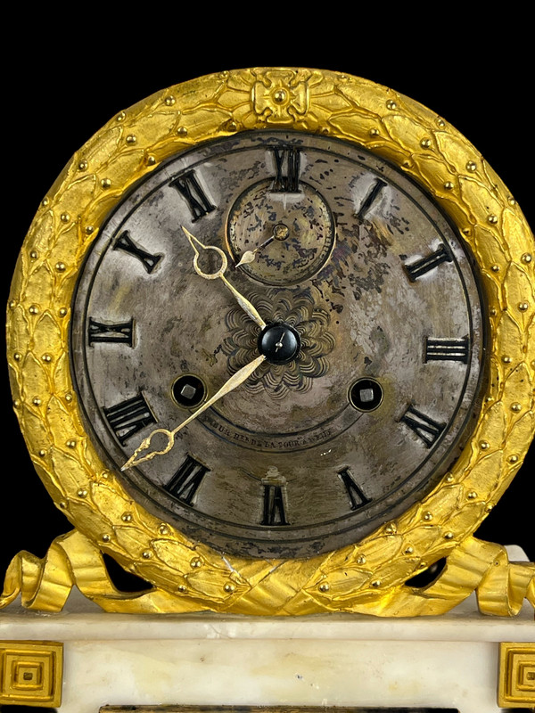 OROLOGIO D'EPOCA CHARLES X CON TERMOMETRO IN ALABASTRO E ORMOLO