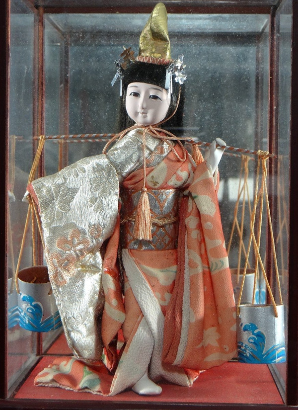 Japan, 1930s, Traditional "Ningyo" Girl Water Carrier Doll.