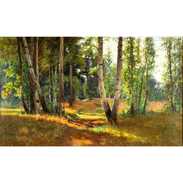 View of an Undergrowth, painting dated 1901, oil on canvas by Feodor Petrovich Riznischenko (1865-1922)