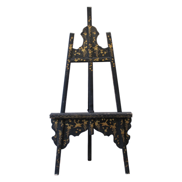 Black lacquered easel with gold decoration, late 19th century, Napoleon III period