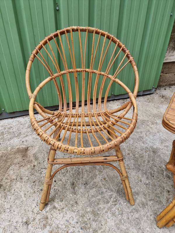 vintage 3-piece rattan set