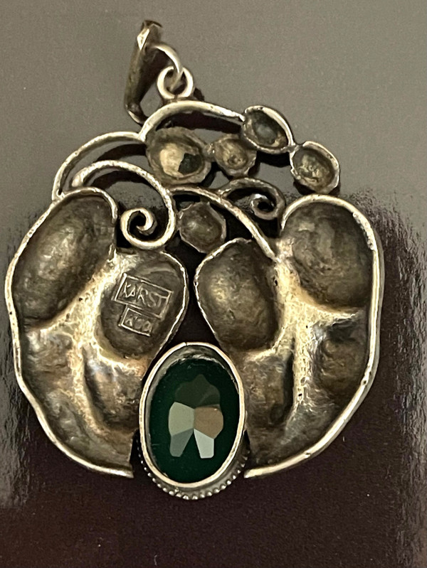 KARL KARST, Art-Nouveau silver pendant. 1910's, Pforzheim Germany.