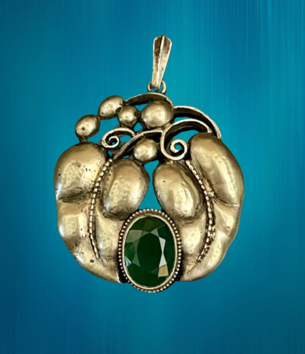 KARL KARST, Art-Nouveau silver pendant. 1910's, Pforzheim Germany.