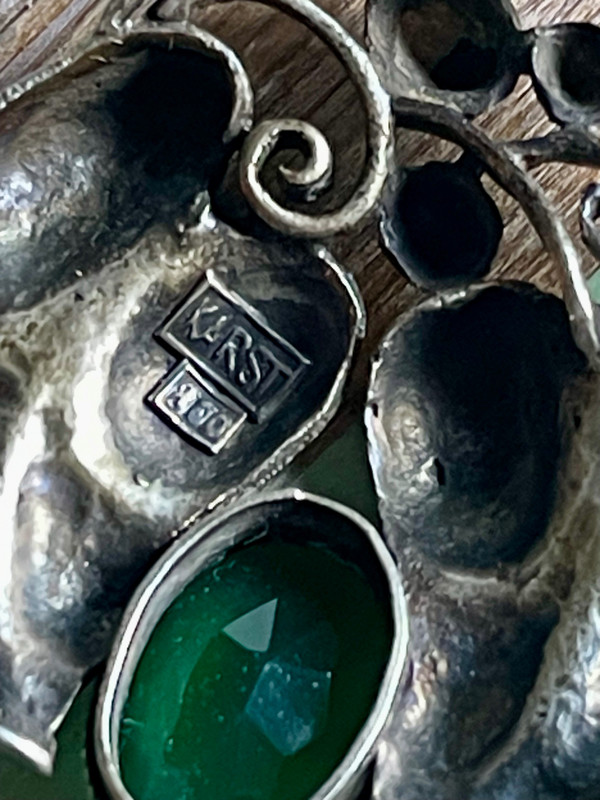 KARL KARST, Art-Nouveau silver pendant. 1910's, Pforzheim Germany.