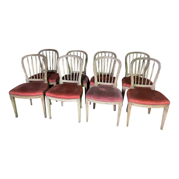 8 Chaises De Style Louis XVI à barrettes