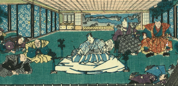 Utagawa Toyokuni I, stampa giapponese, attacco al castello feudale