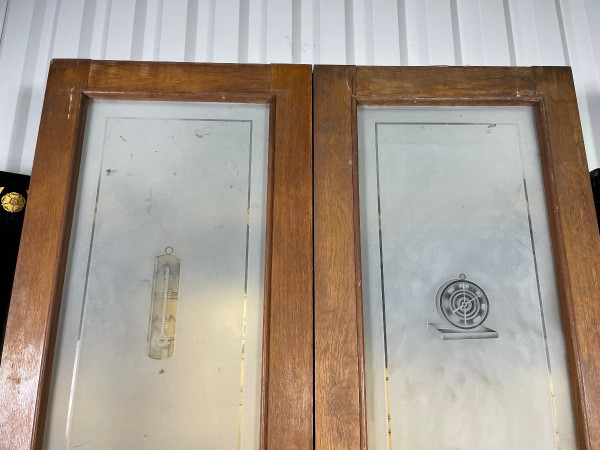 Pair Of Engraved Glass Store Doors