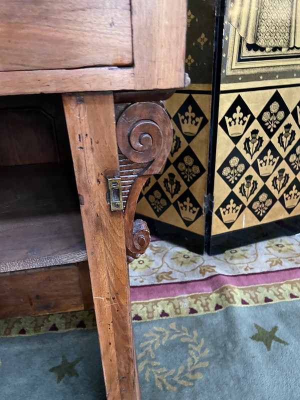 Oak and walnut store counter