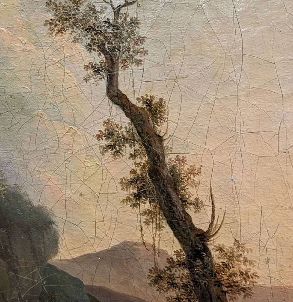 Huile Sur Toile XVIIIème Dans Le Goût d'Hubert Robert