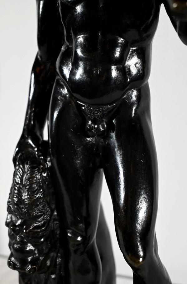 Bronze "Hercules and the Lion of Nemée", signed Gregroi - 19th century