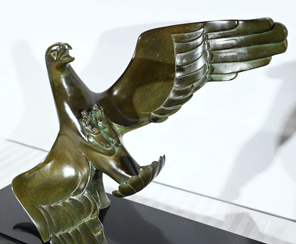 Bronzo "Caccia all'aquila", firmato J.de Roncourt, Art Déco - 1930