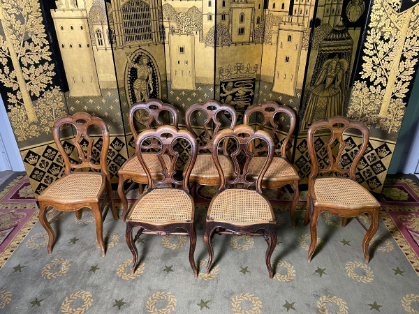 7 Louis Philippe Chairs In Cannage