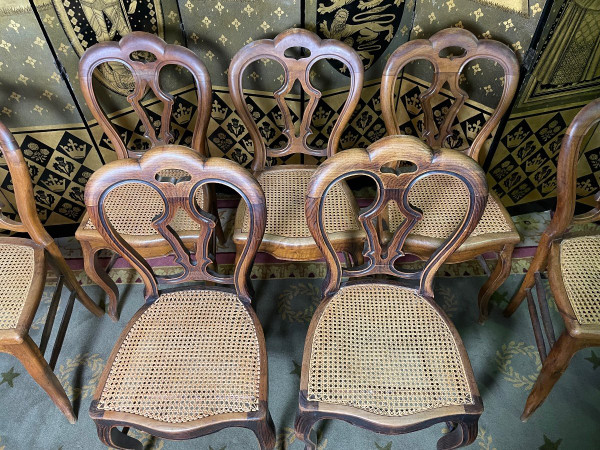 7 Louis Philippe Chairs In Cannage