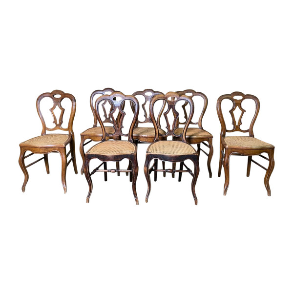 7 Louis Philippe Chairs In Cannage