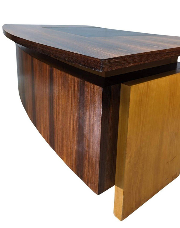 Large Presidential Desk with Box Art Deco Style 1930 from 1950 in Rosewood