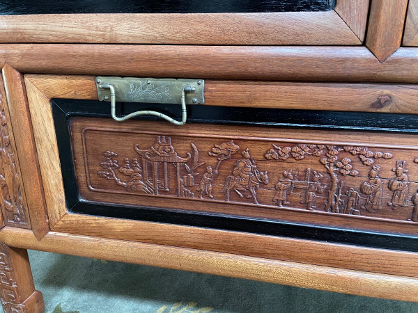 Indochinese Carved Panel Chest of Drawers