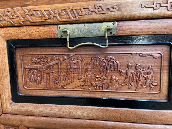 Indochinese Carved Panel Chest of Drawers