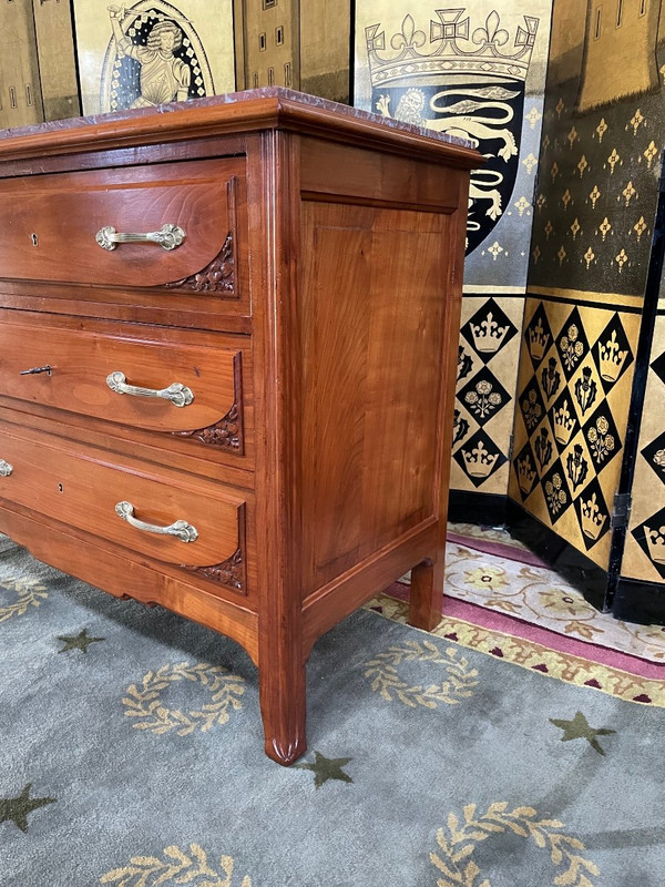 Art Nouveau cherrywood chest of drawers