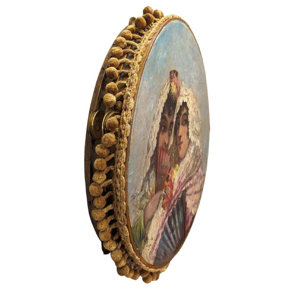 Tambourine With Elegant Spanish Women, 19th Century