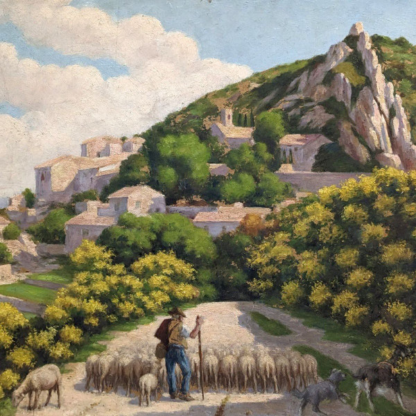 Olio Su Tela Scena Pastorale Scuola Provenzale Rémy Mayan (1877-1961)