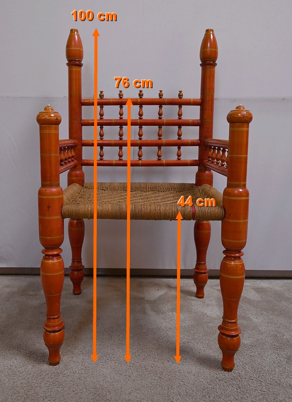 Fauteuil en Bois peint et Cordes tressées, Inde – 1ère partie XXe